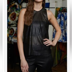 Jakett NWT Evelyn black 100% perforated Leather sleeveless top size small